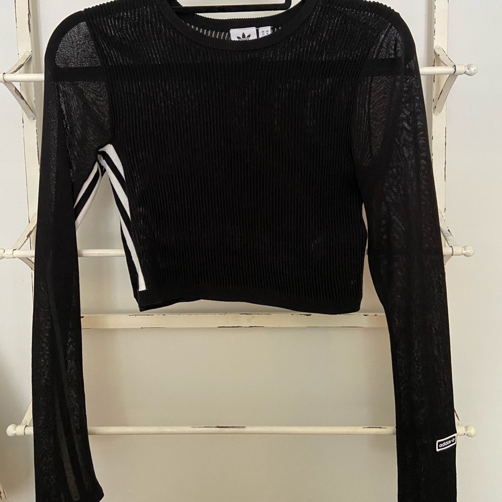 Adidas long sleeve mesh crop top